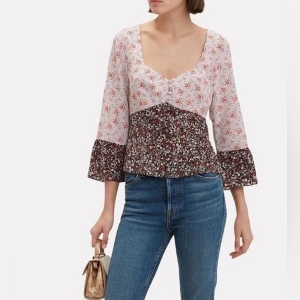 Intermix Doryll Bell Sleeve 100% Silk Top
